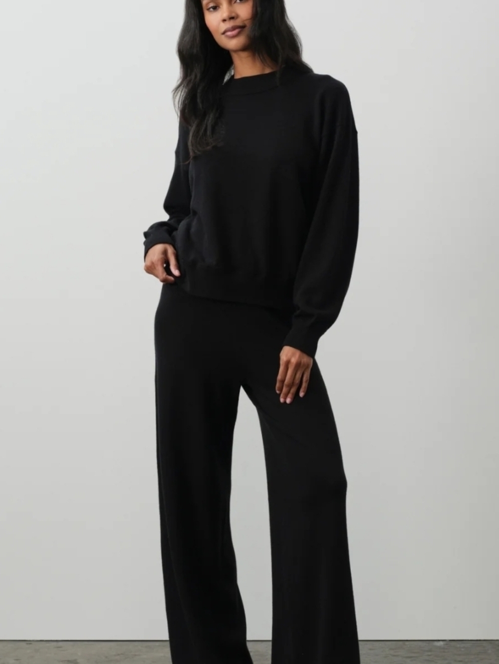 Naked Cashmere Ariah Cotton Cashmere Pant & Bianka Pullover Set Size XS Black